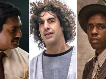 Nawazuddin Siddiqui in Serious Men, Sacha Baron Cohen in The Trial of the Chicago 7, and Chadwick Boseman in Ma Rainey’s Black Bottom.