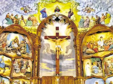 The altarpiece at Our Lady of Fatima church in Perampalli, Udupi, 50 ft high and carved out of wood, is a fine example of the studio’s work. Within it is a 20-ft crucifix, embossed murals on Christ’s life, cloud ceilings, the 12 Apostles and the Virgin Mary.