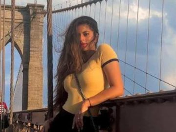 Suhana Khan poses in New York City.