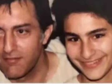 Young Saif Ali Khan poses with his father, Mansoor Ali Khan Pataudi.
